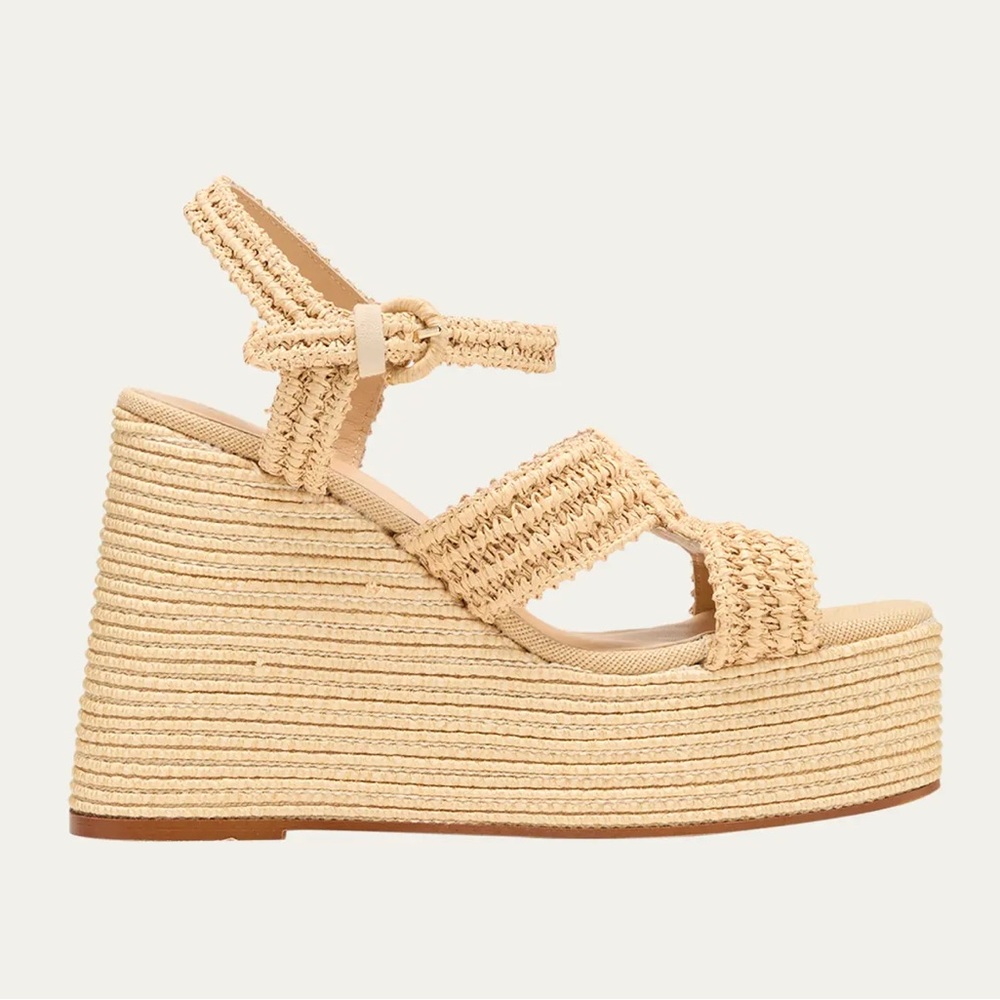 Castañer Fiodora Raffia Ankle-Strap Platform Sandals NEW w/o box 38EU - 7.5 US